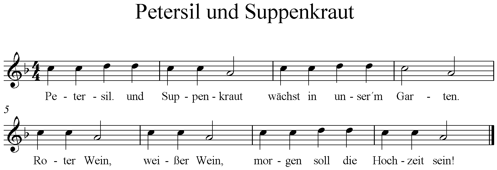 Noten Petersil und Suppenkraut